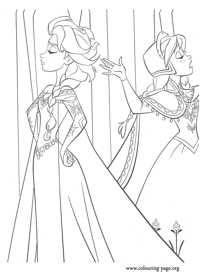 Frozen - Anna and Elsa having a disagreement coloring page