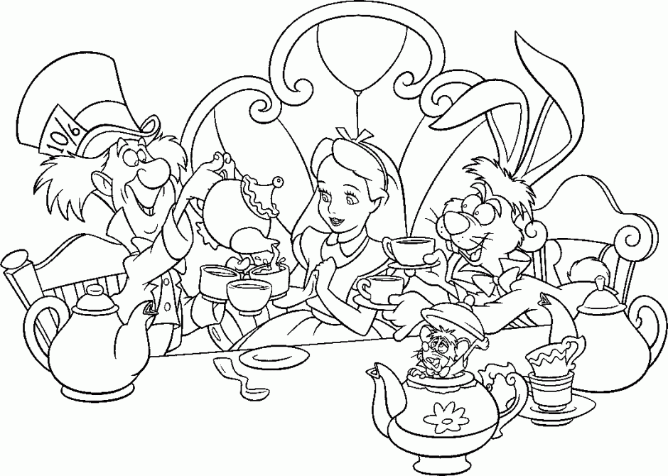 Alice In Wonderland Tea Party Coloring Pages Alice Wallpaper 
