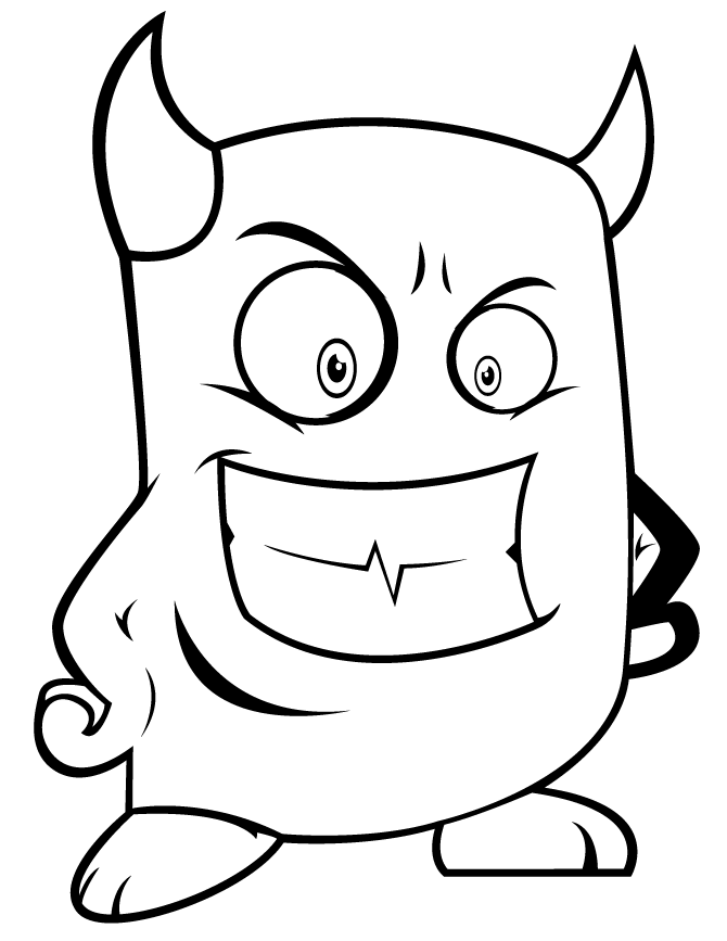 Funny Monster Devil Coloring Page | HM Coloring Pages