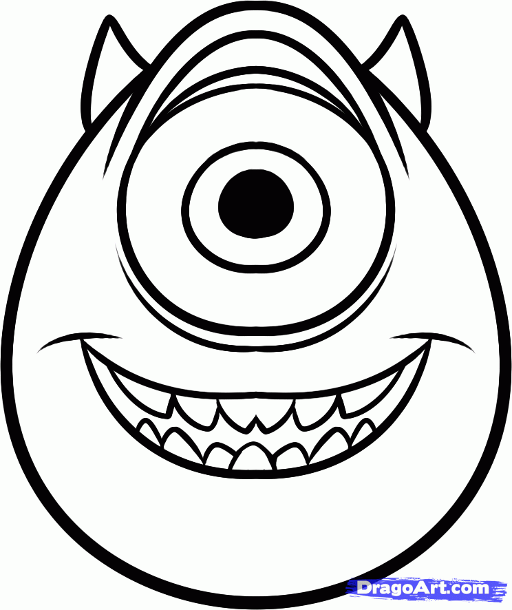 How To Draw Mike Wazowski Easy, Step By Step, Disney Characters - Coloring  Home