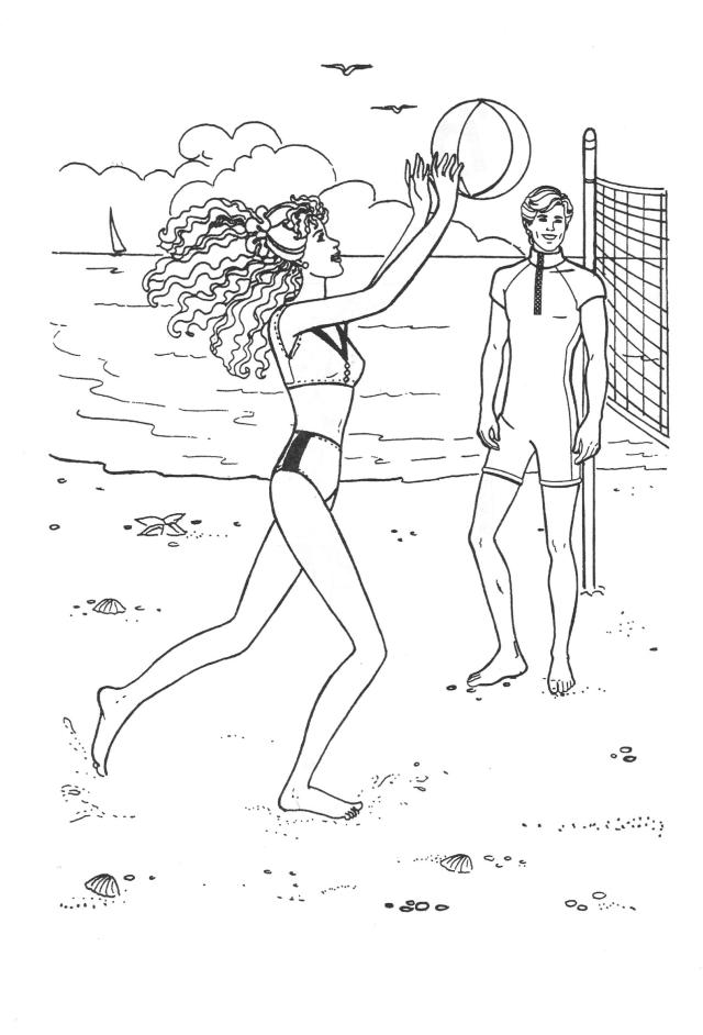 Free Printable Barbie Playing at thr Beach Coloring Pages | Free 