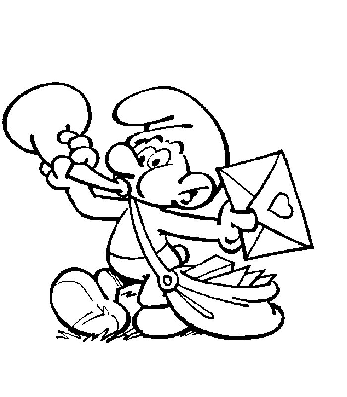 SMURF THE POSTMAN COLORING PAGES