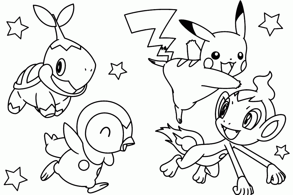 piplup turtwig chimchar Colouring Pages (page 2)