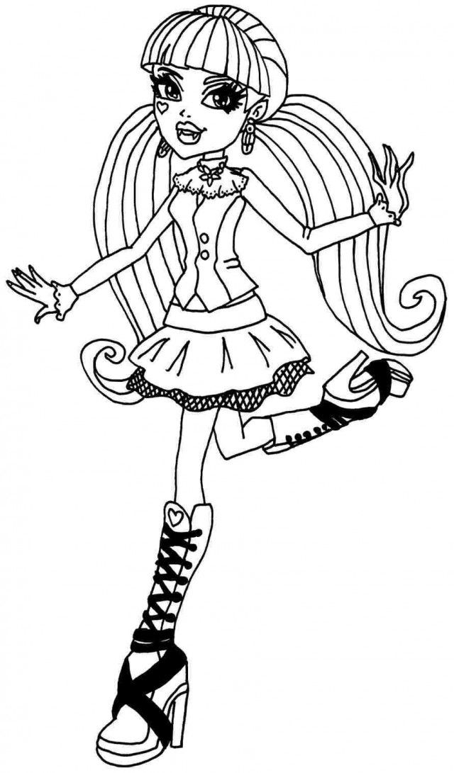 Monster High Cartoon Draculaura Colouring Pages Printable For 