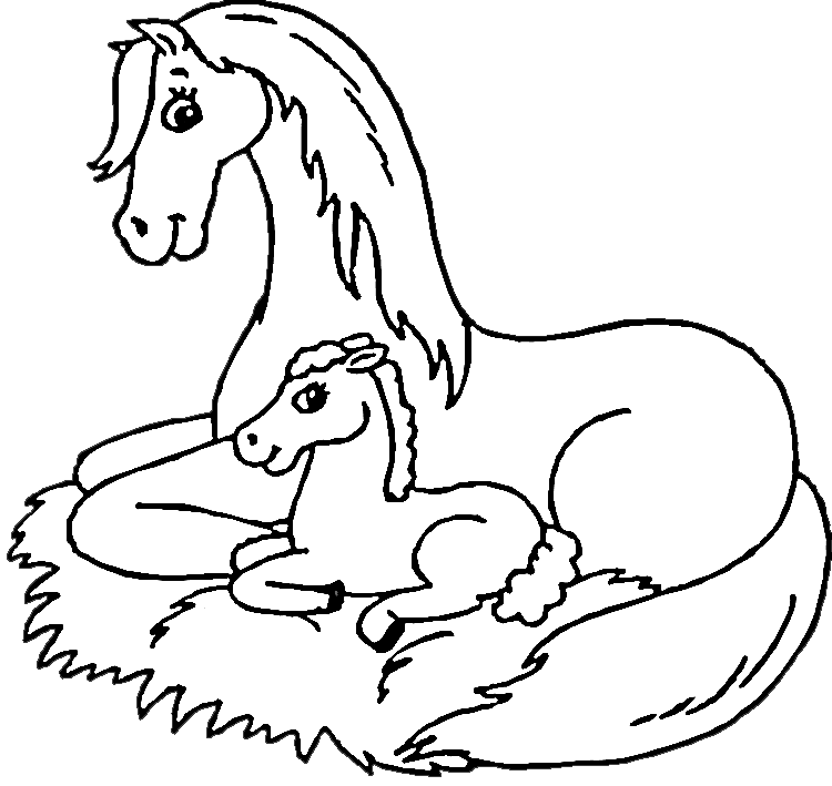 Mare and Foal Coloring Page | Purple Kitty