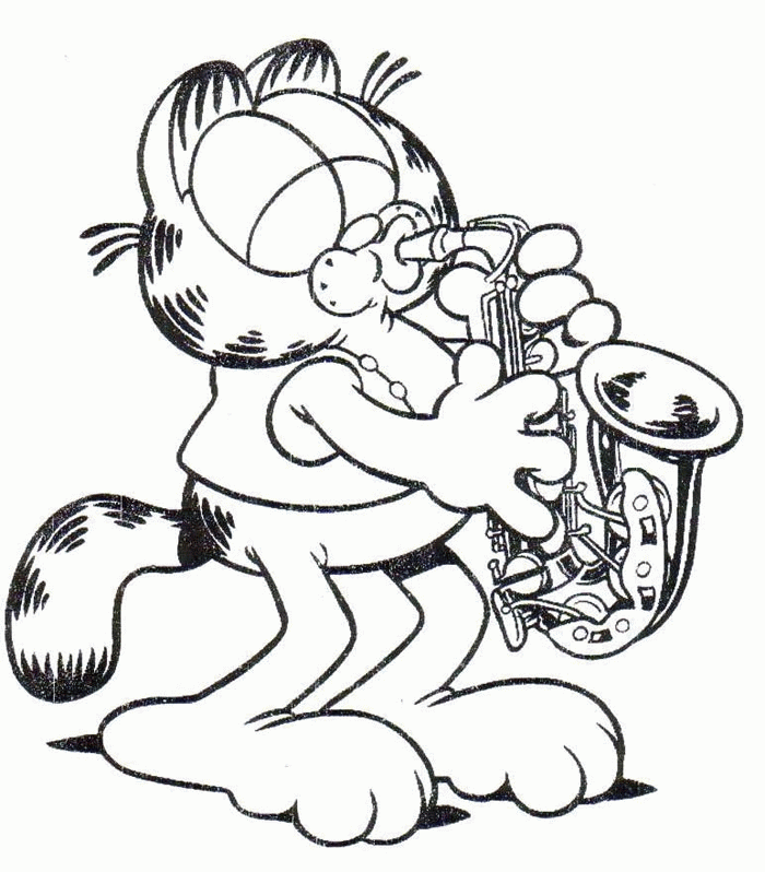 Garfield Listening Music Coloring Page - Garfield Coloring Pages 