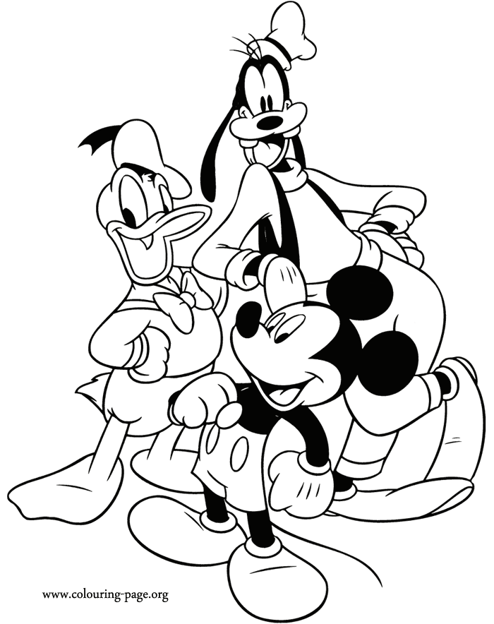 mickey mouse donald duck and goofy coloring page
