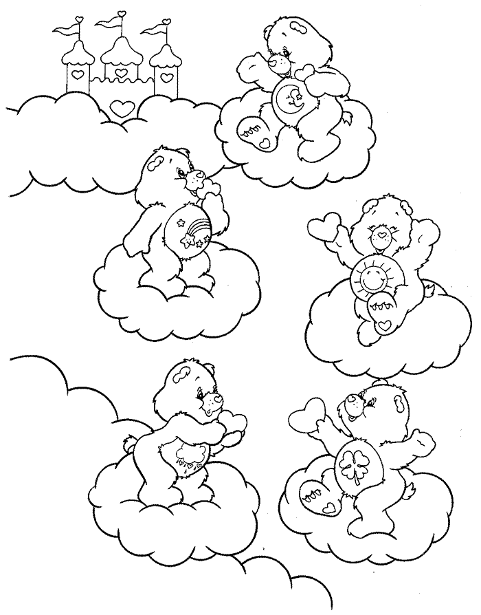 Bears on Clouds Care Bears Coloring Pages
