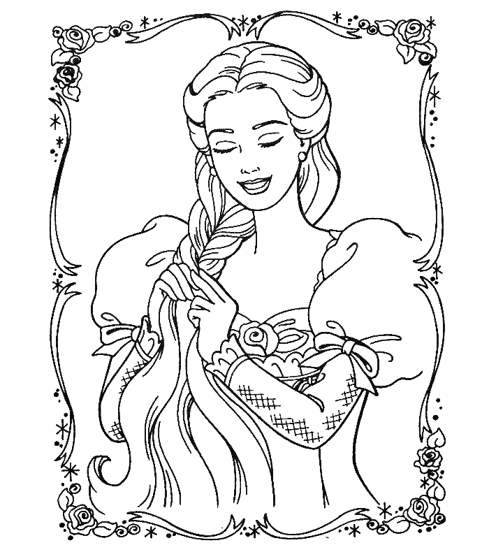 Barbie Princess And Cat Coloring Pages