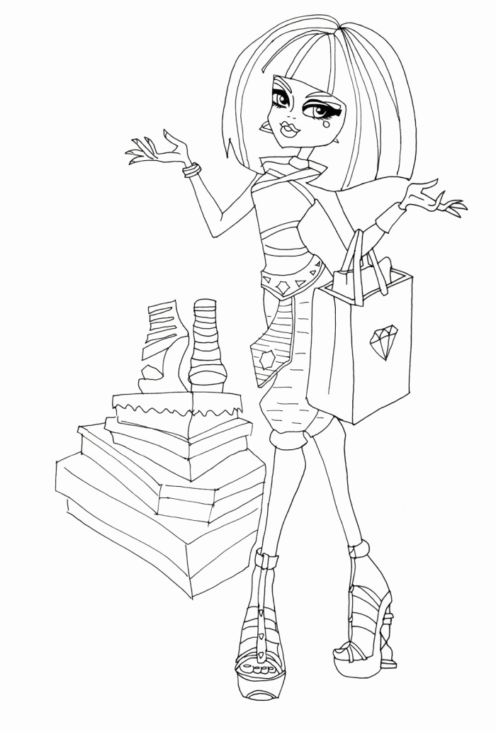Monster High Cleo De Nile A Shopping Shoes Coloring Pages 