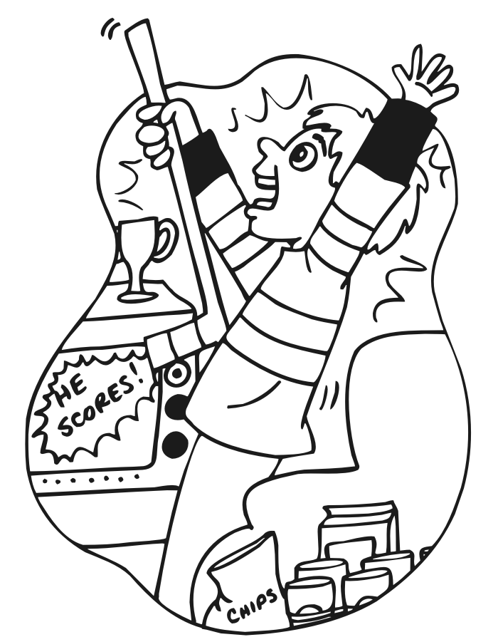 Hockey Coloring page | Watching hockey on TV