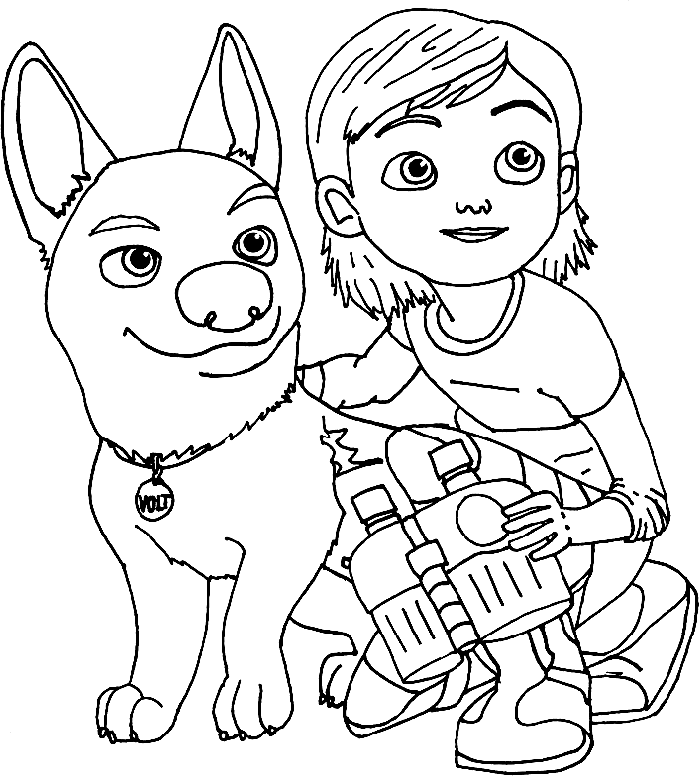 Bolt : Bolt The Dog Stuck With Glowing Coloring Pages, The Mighty 