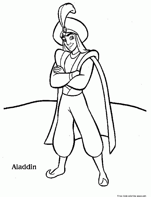 Free Disney Characters Aladdin coloring page for kids - Free 