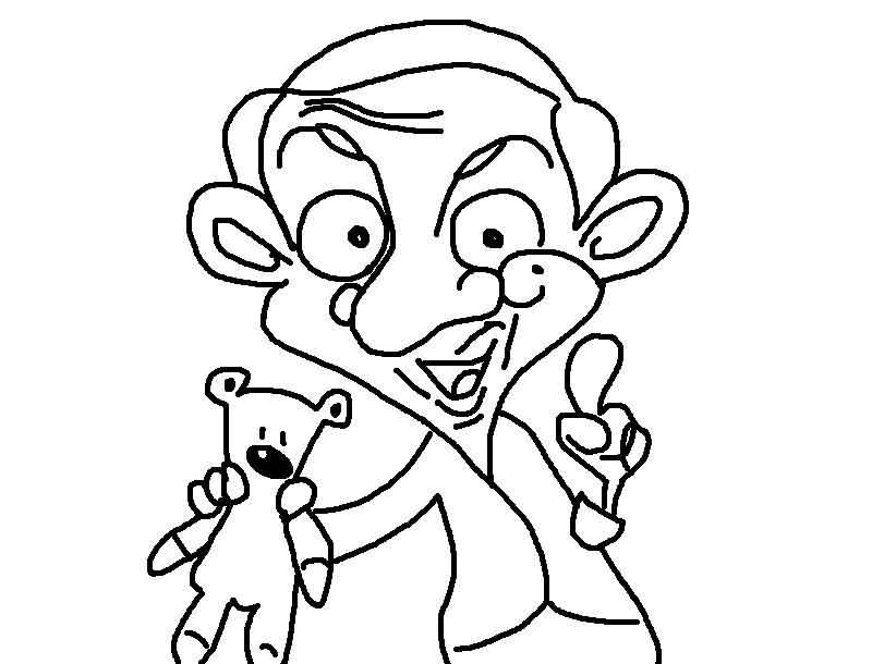 Download Cartoon Coloring Pages Mr Bean And His Doll Or Print 