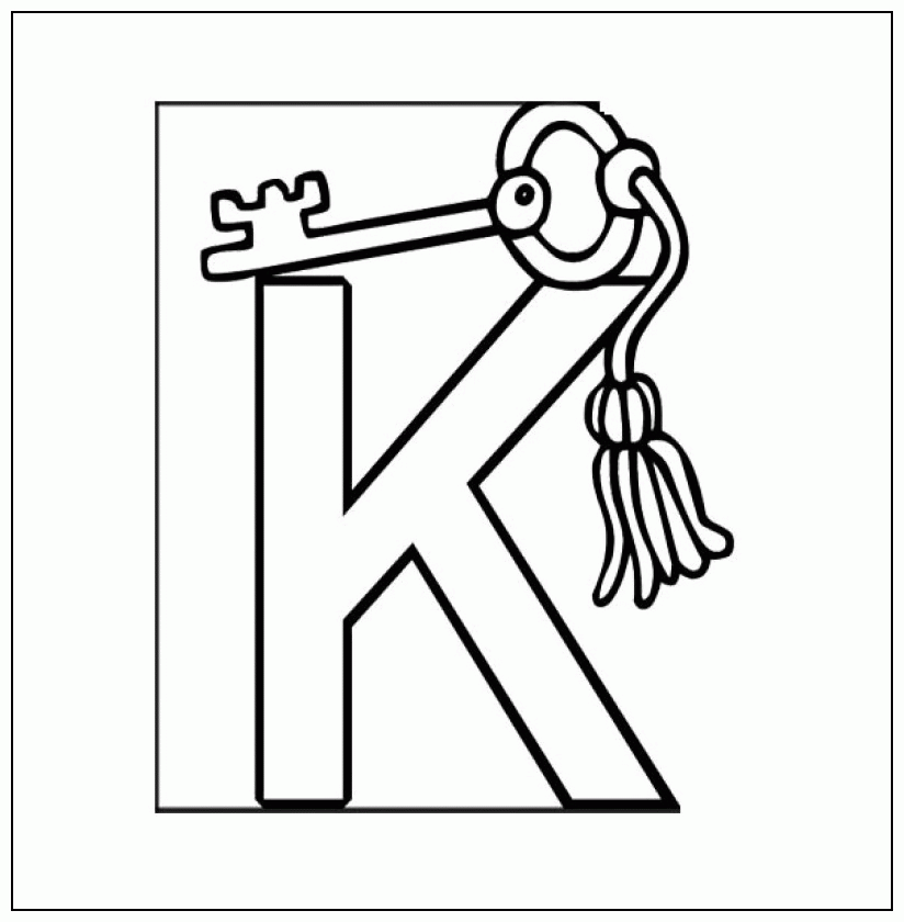 K Is For Key Coloring Pages - Kids Colouring Pages