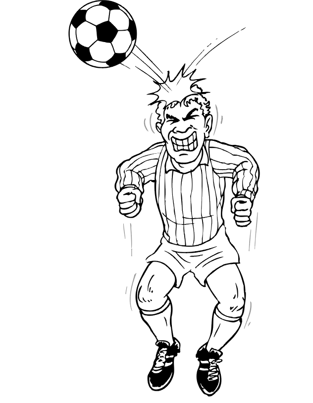 Soccer Coloring Page Serious Player Heading Ball