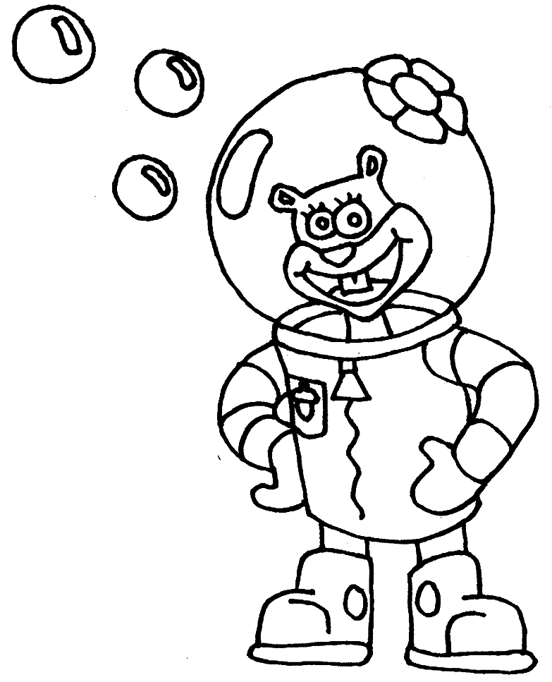 Sandy Cheeks Coloring Pages | Cartoon Characters Coloring Pages 
