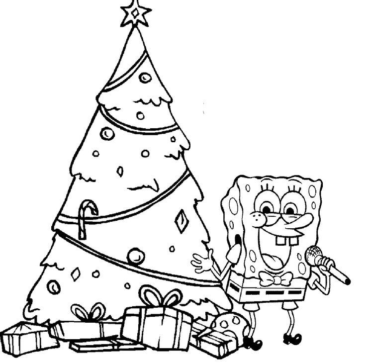Spongebob Happy Christmas Coloring Page | Coloring pages