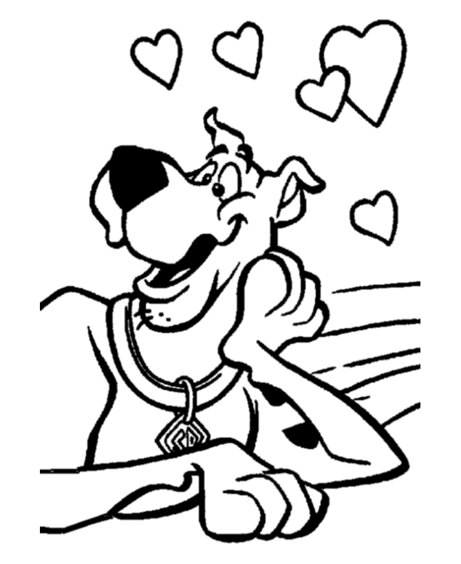 Scooby Doo Coloring Pages - Scooby Doo in love - Free Printable TV 