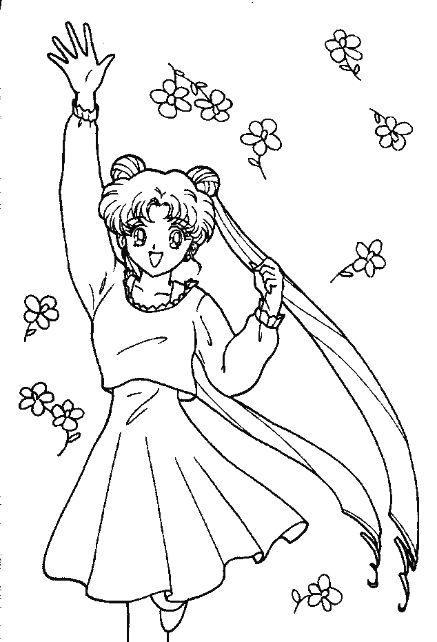 Usagi in Dress Coloring Page | Kids Coloring Page