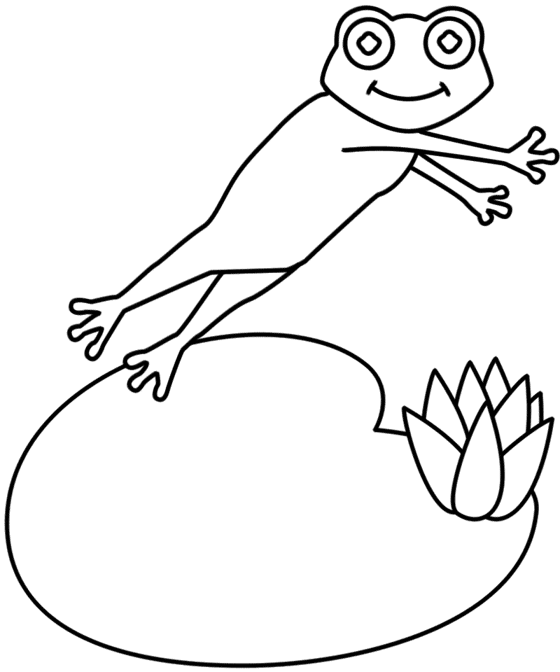 Frog and Lily Pad - Coloring Page (