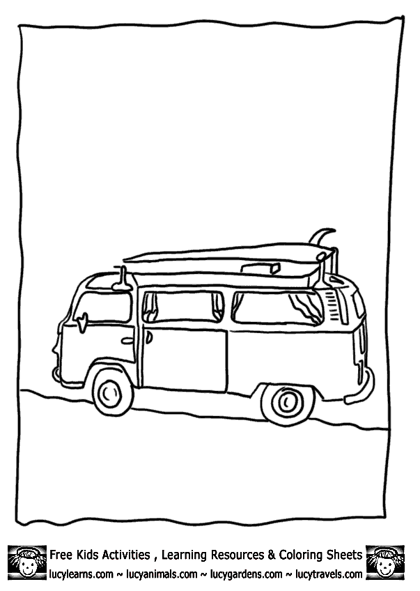 Free Car Coloring Pages Vw Camper Van Lucy S Camping Coloring