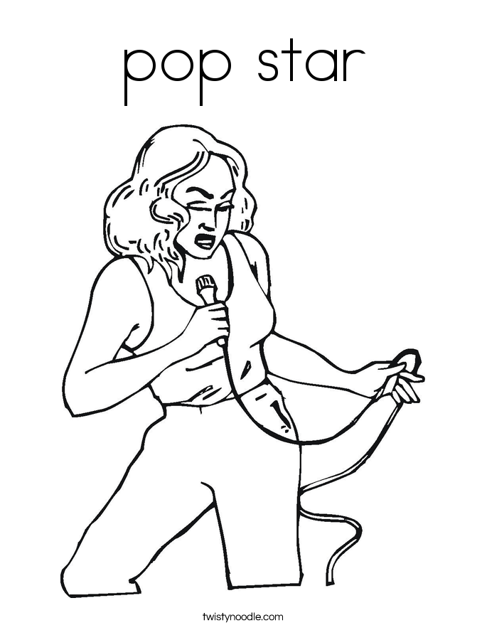 Free Printable Pop star girl Coloring Page for kids | coloring pages