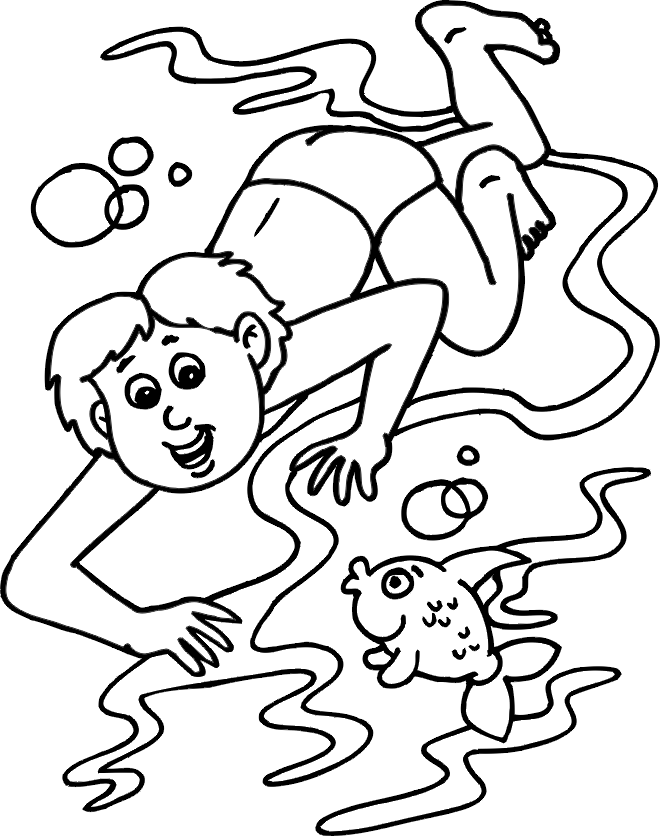 Swimming Coloring Page | Swimming With Fishes