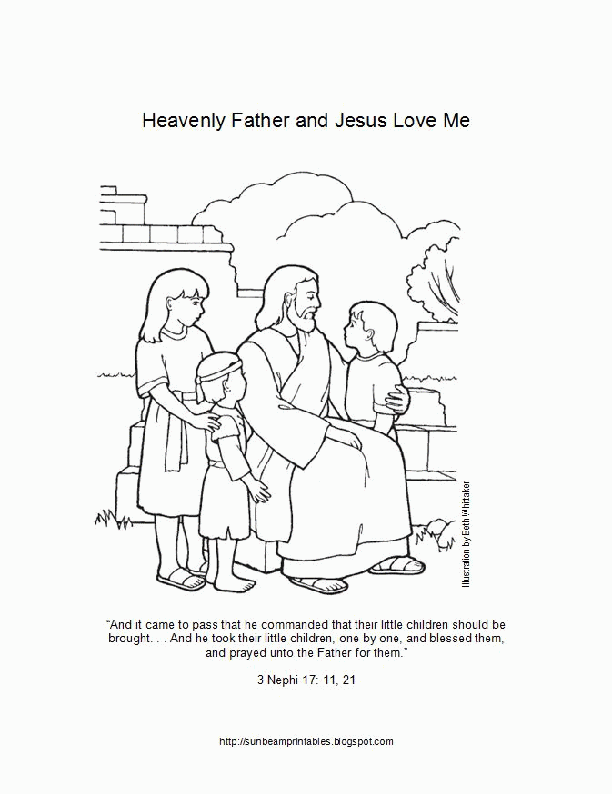 Jesus With Children Coloring Page Images & Pictures - Becuo