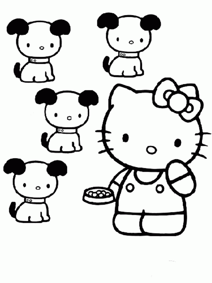 Hello Kitty and Dogs Coloring Pages | PrintFree