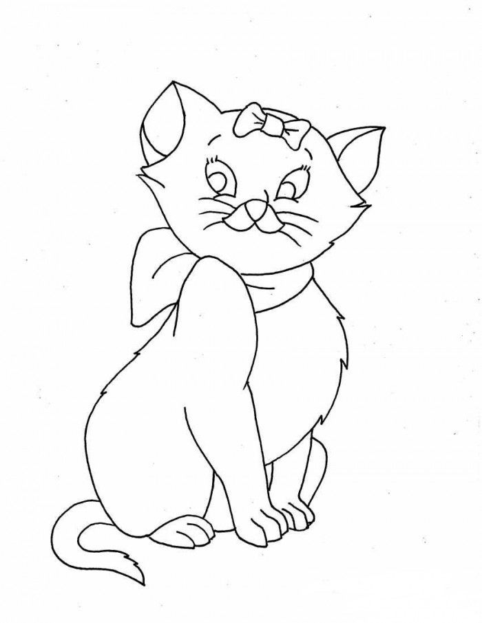 Shy Female Cat Coloring Page | Kids Coloring Page