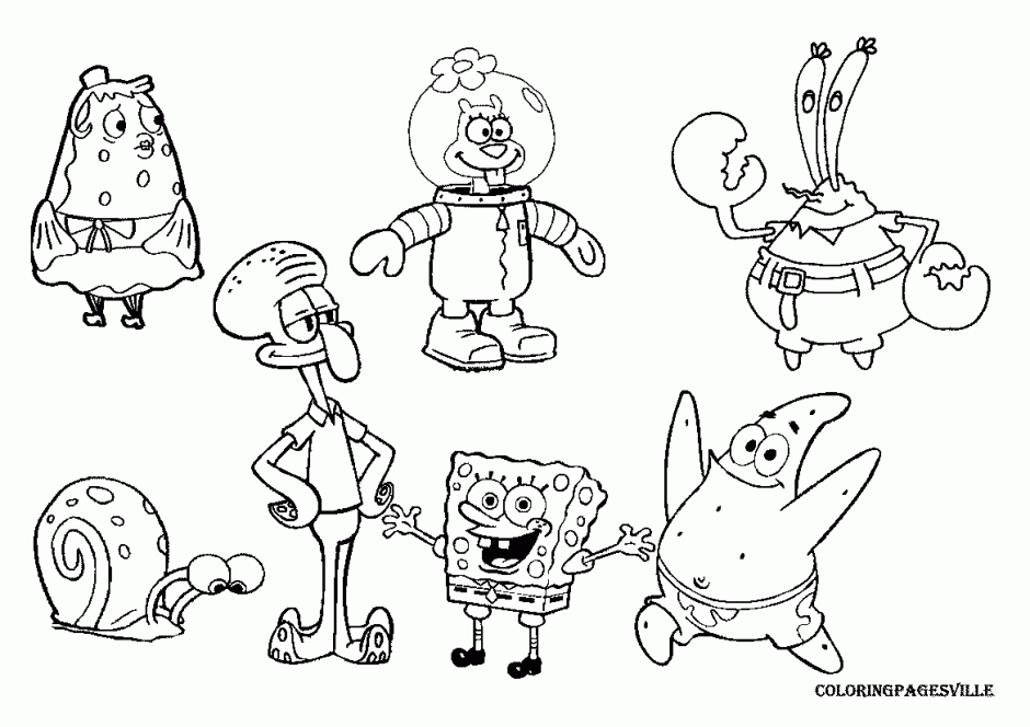And Friends Coloring Pages Spongebob Reading Book Page Id 28638 