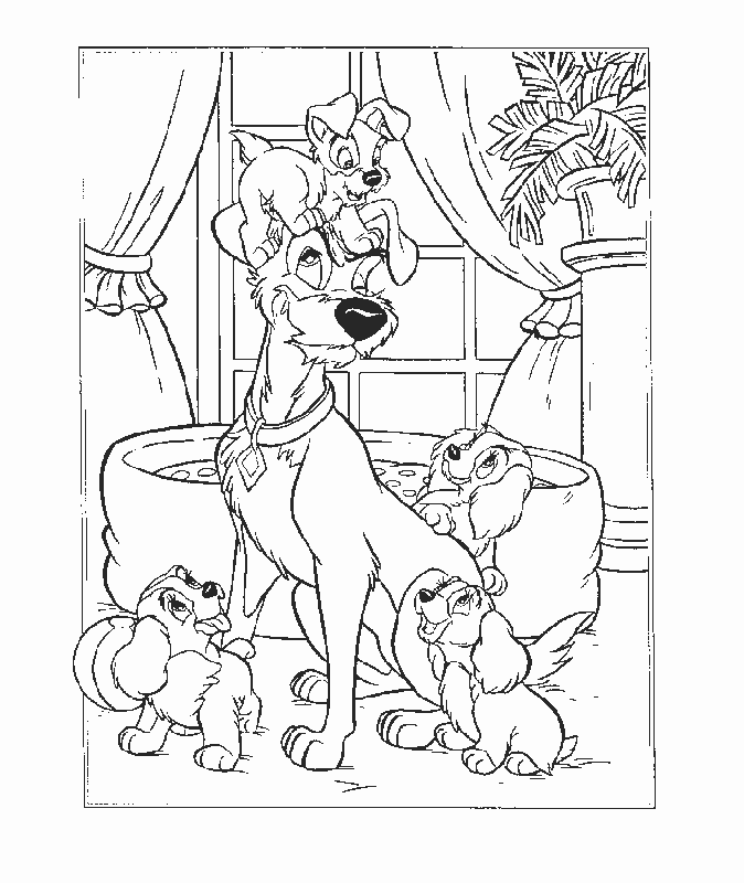 Lady and the Tramp | Free Printable Coloring Pages 