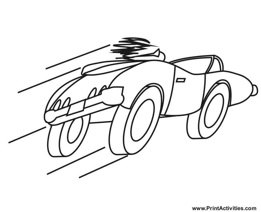 Car Coloring Page | Sports Car being driven