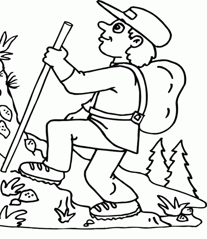 Hiking The Mountain In Summer Coloring Pages - Summer Coloring 