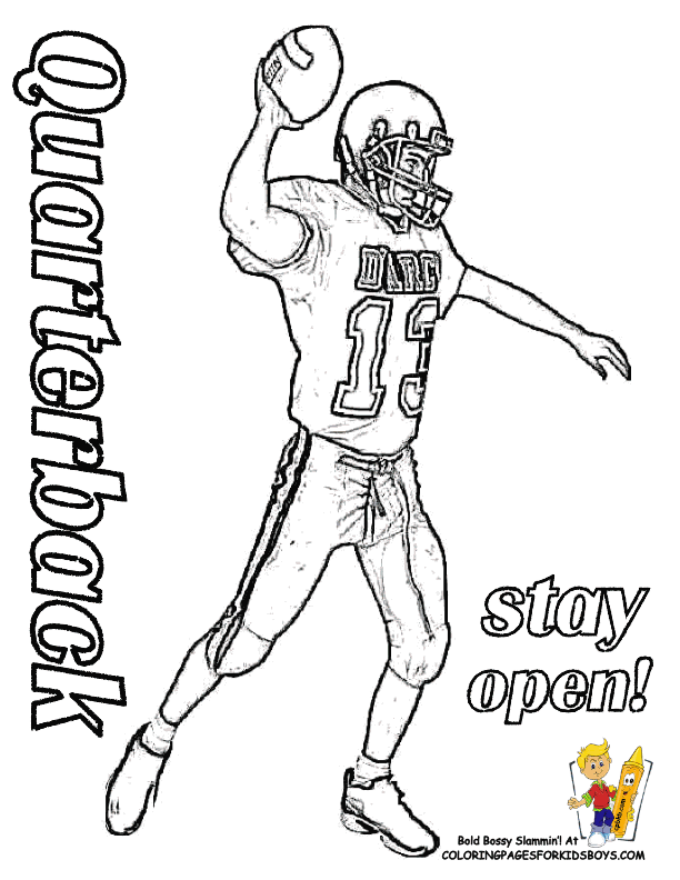 football coloring quarterback page