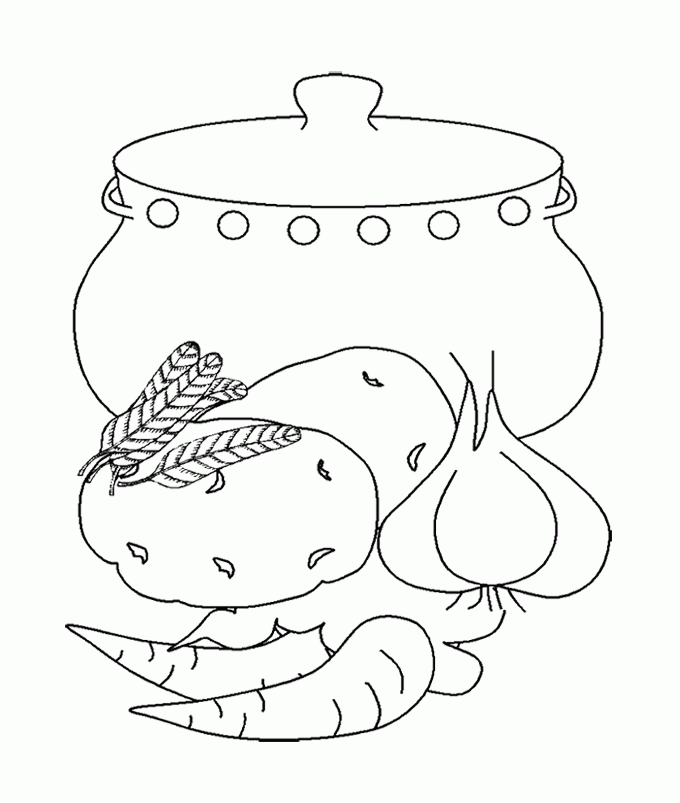 Healthy Vegetables And Container Coloring Page For Kids 