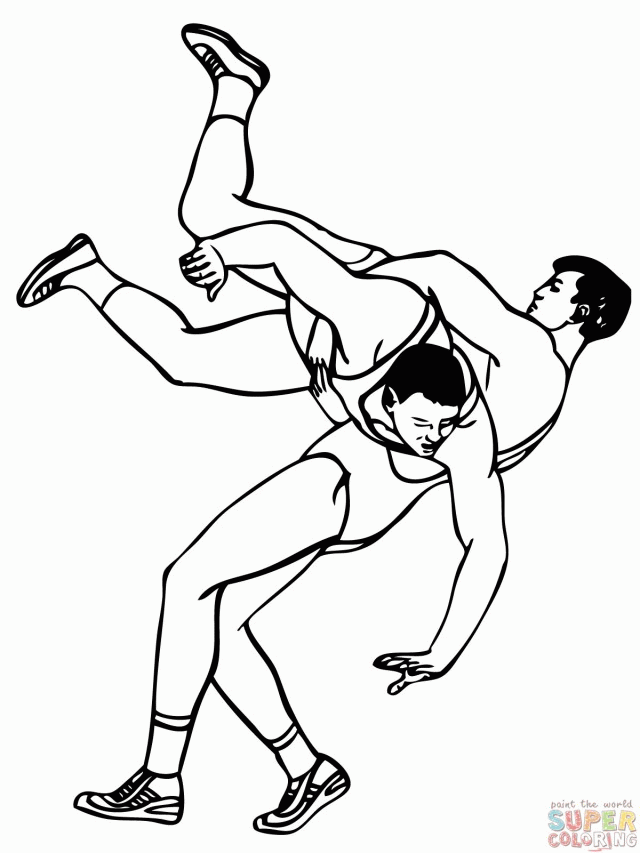 Greco Roman Wrestling Throw Coloring Online Super Coloring 161698 