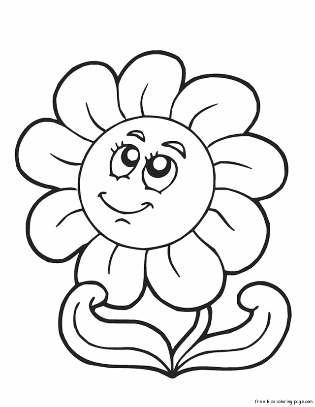 Print out spring Happy face flower coloring pages - Free Printable 