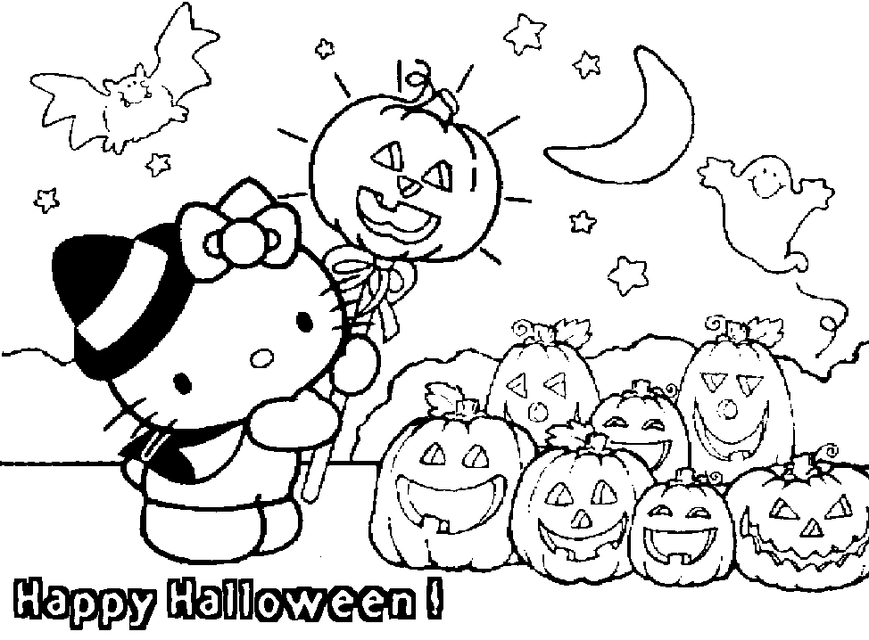 Hello Kitty Happy Halloween Coloring Pages | Free Internet Pictures