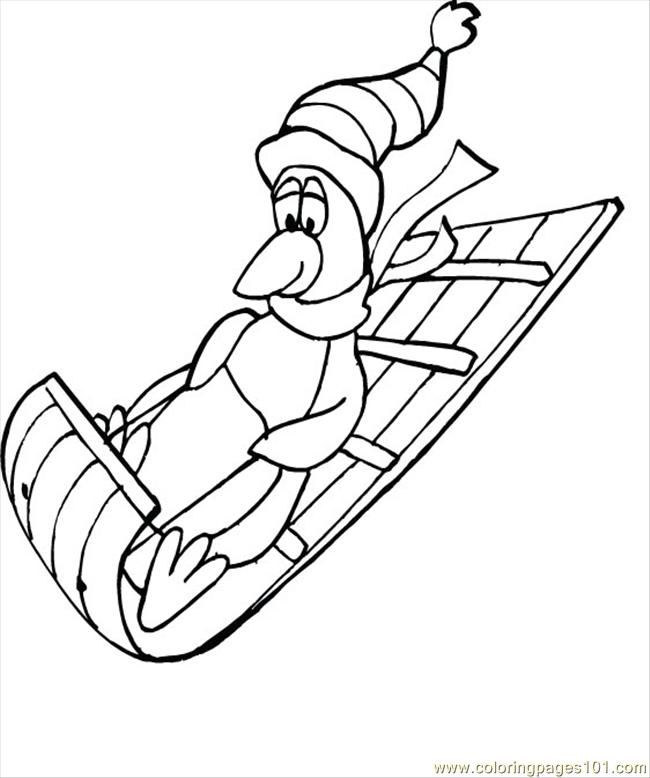 Coloring Pages Penguin On Sled (Birds > Penguin) - free printable 