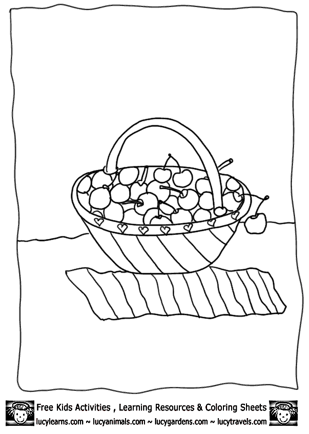 Printable Fruit Coloring Pages Cherries, Fruit Coloring Pages of 