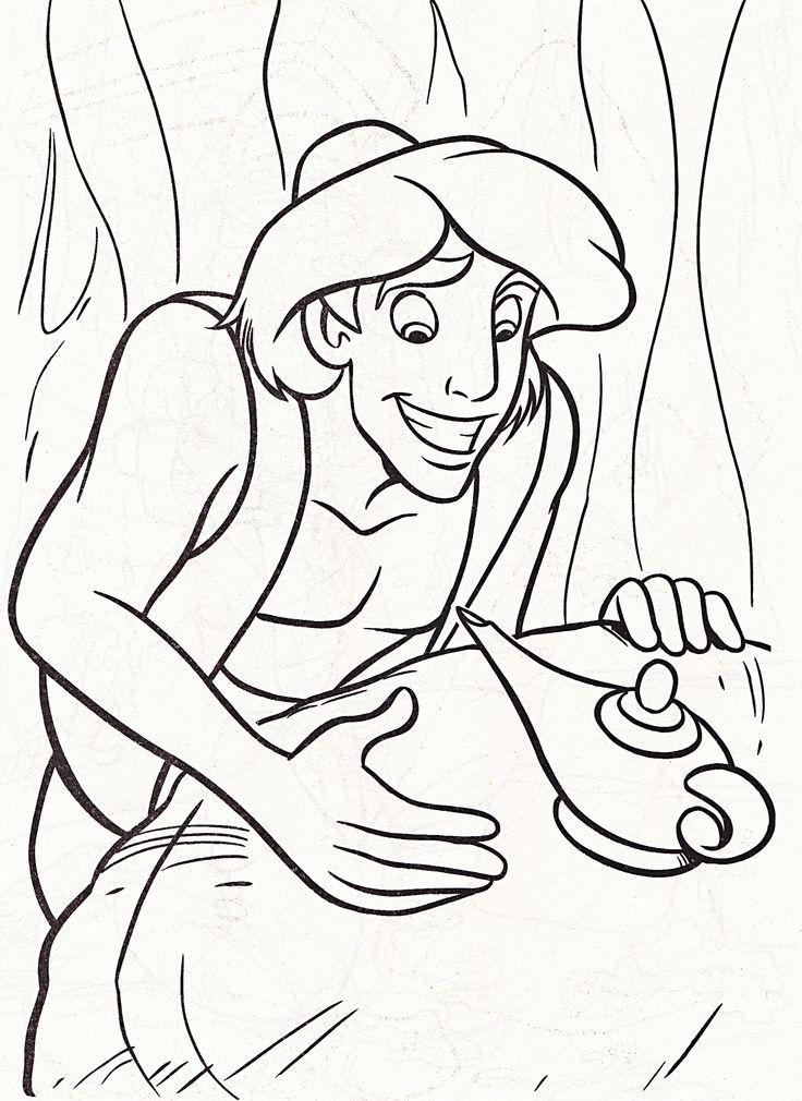Aladdin And Magic Lamp Coloring Pages | Disney Princess Jasmine and A…