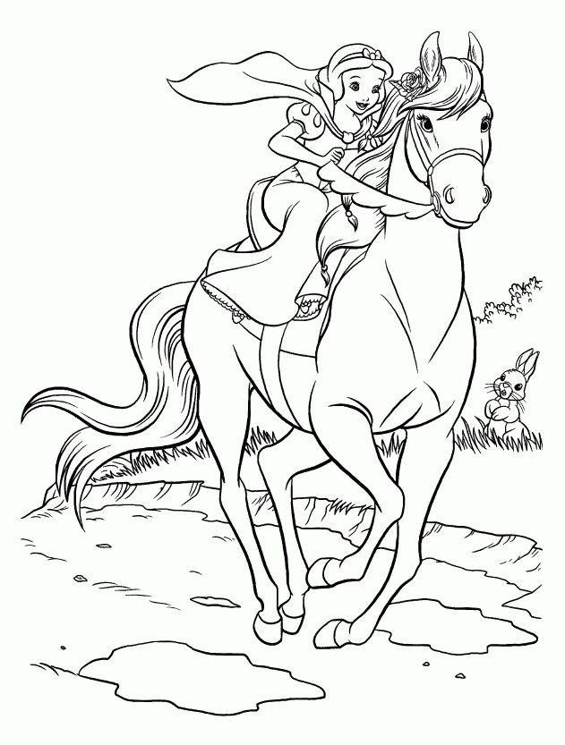 Download Disney Snow White Horse Riding Coloring Pages Or Print 