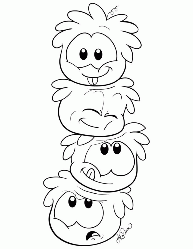 Cartoon Club Penguin Coloring Pages Of Puffles Puffle Coloring 