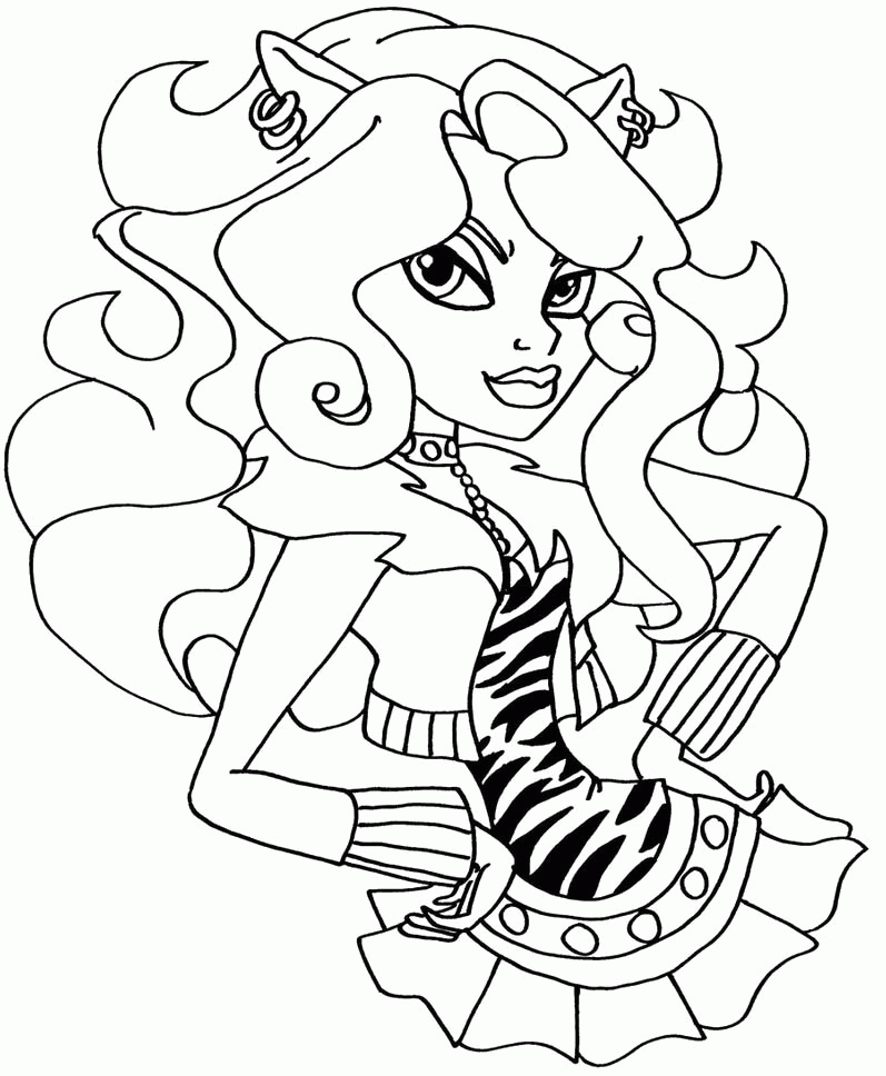 Clawdeen Wolf Is Posing Coloring Pages - Monster High Coloring 
