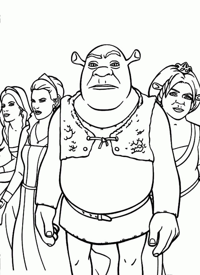 Perfect Couple Shrek And Princess Fiona Coloring Page