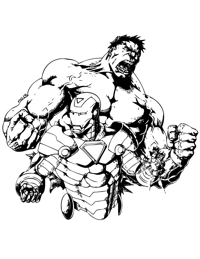 iron man and hulk Colouring Pages