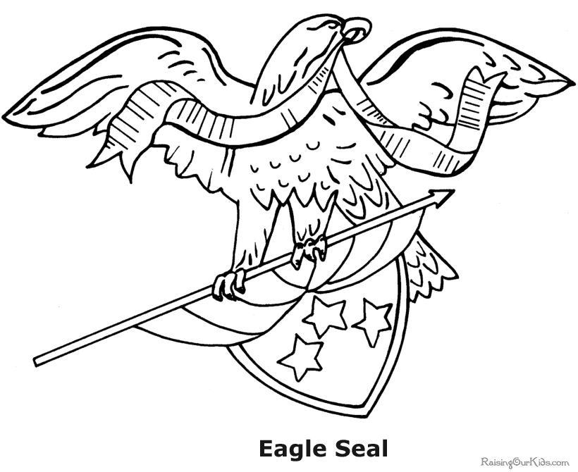 Eagle holding flag drawing - American Patriotic Symbol -003