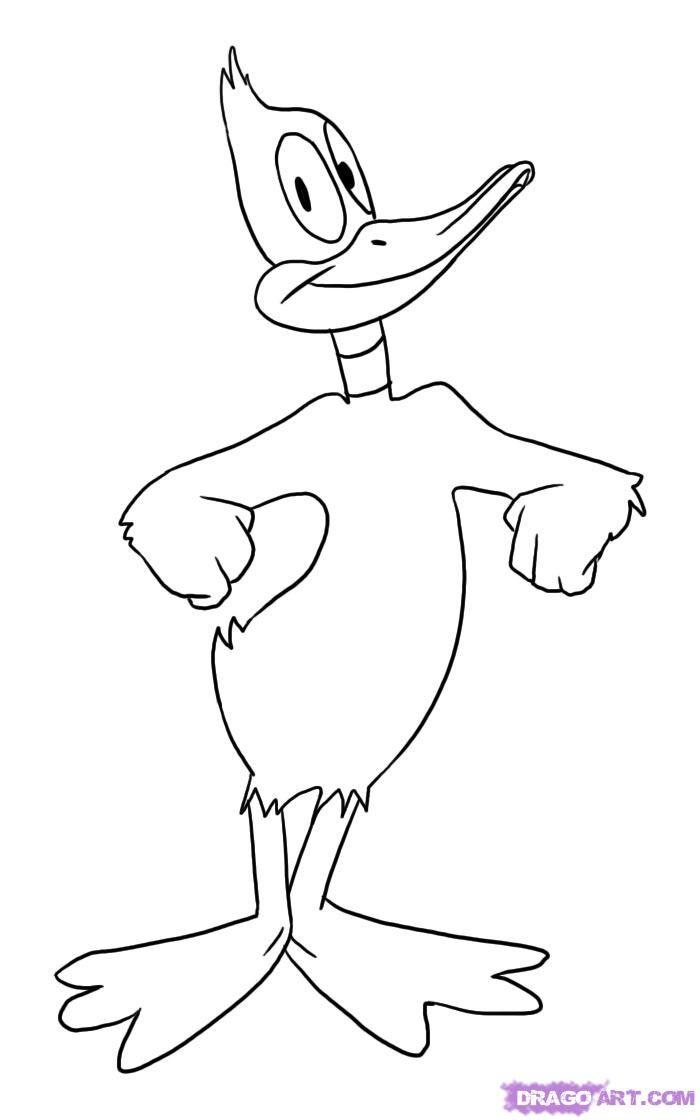 How to Draw Daffy Duck, Step by Step, Cartoons, Cartoons, Draw 